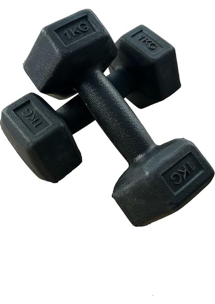 1 kg x 2 Adet Köşeli Vinyl Kaplı Siyah Dambıl Ağırlık Seti