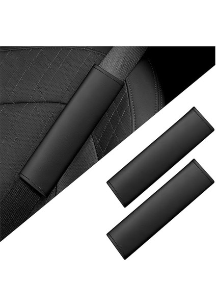 2 Adet Araç Emniyet Kemeri Pedi, Çıkarılabilir Emniyet Kemeri, Omuz Koruyucu, Deri Emniyet Kemeri, Omuz Yastığı, Yetişkinler ve Çocuklar Için (Siyah)