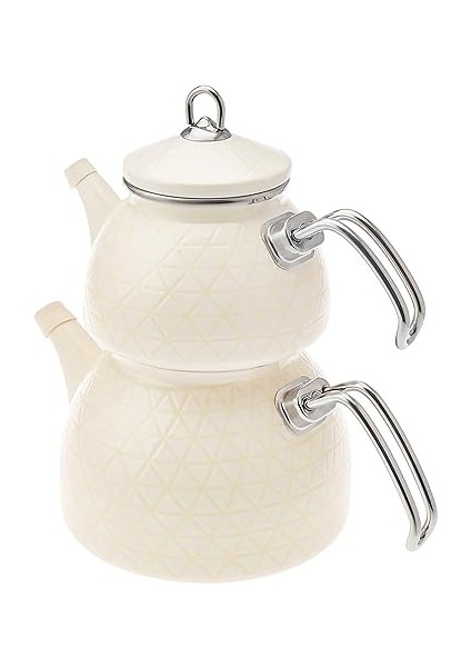 Kristal Krem Emaye Çaydanlık Takımı fırsatları