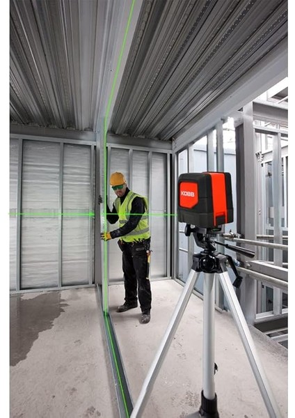 KBL91GTP 30 Metre Profesyonel Yatay ve Dikey Otomatik Hizalamalı Yeşil Çapraz Çizgi Lazer Distomat + Tripod, Kırmızı/siyah indirimleri