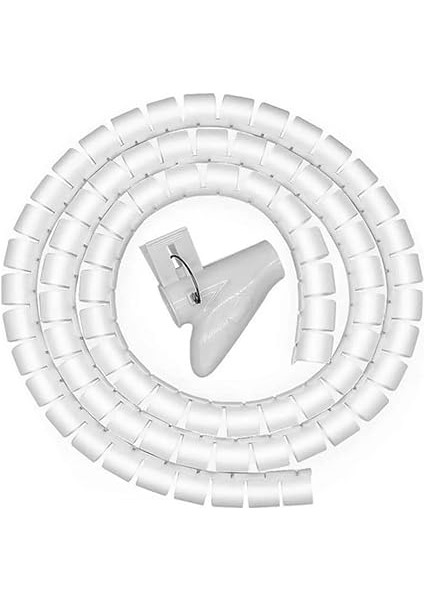 1 mt x 22 mm Spiral Boru Kablo Kanalı Kablo Fiş Düzenleyici Toplayıcı Kordon Kablo Tutucu Beyaz (1 Adet) modelleri