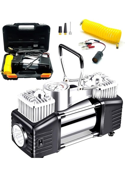 Oto Kamyon Lastik Şişirme 12V 150PSI Çift Piston Çantalı Hava Kompresörü