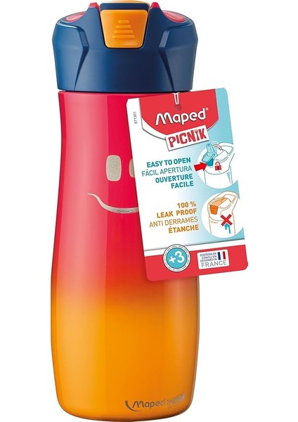 Picnik 580 ml Çelik Matara, Gülen Yüz Figürlü, Pembe fırsatları