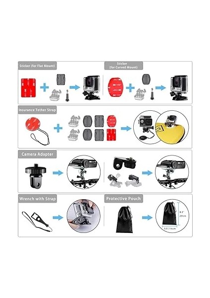 50 Parça Aksiyon Kamera Aksesuar Seti Çantalı – Gopro ile Uyumlu, Djı ile Uyumlu, INSTA360 ile Uyumlu Çantalı Spor Montaj Kiti Vlog Seyahat Çekim Aparatları indirimleri