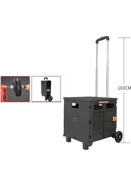 Katlanabilir Portatif Pazar ve Market Alışveriş Arabası (Siyah) fırsatları