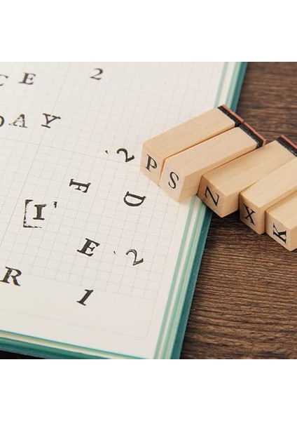 Damga Mühür Seti-38 Adet Retro Ahşap Mühür-Damga Seti- A-Z-0-9 Scrapbooking fiyatları
