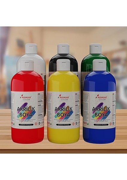 Rose Ana Renkler Akrilik Boya 6'lı Set 6X500 gr fırsatları