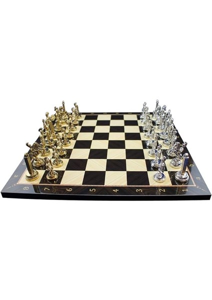 Boy Metal Roma Satranç Takımı Parlak ve Ceviz Tahtası