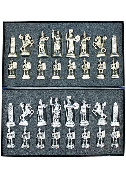 Boy Metal Roma Satranç Takımı Parlak ve Ceviz Tahtası fiyatları