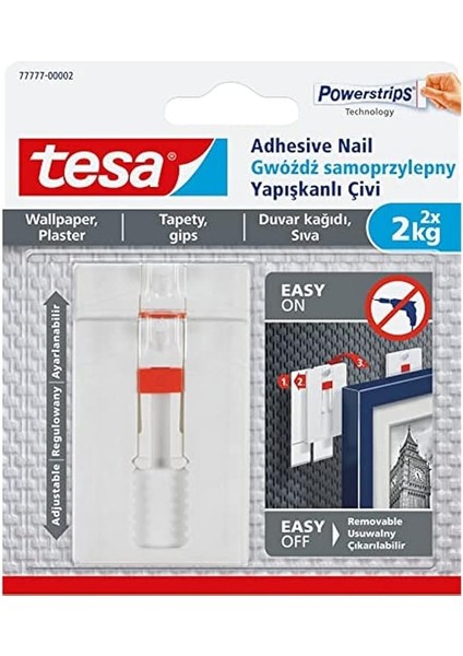 77777 – 00002 – 00 ÇIKARILABILIR Ayarlanabilir Kendinden Yapışkanlı Tırnak Üzerine Resim Asmak Için Duvar Kağıdı, Beyaz