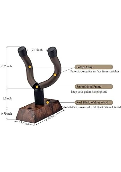 Gitar Duvara Monte Gitar Askısı Siyah Ceviz Gitar Kancası Akustik Elektrikli Bas Gitar Duvar Askısı Kanca Tutucu (Siyah Ceviz Askı) fiyatları