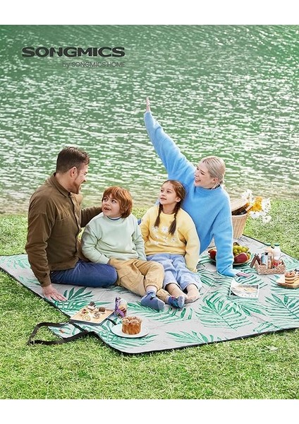Piknik Örtüsü, 200 x 200 Cm, Büyük, Kamp Örtüsü, Park, Bahçe, Plaj Için, Su Geçirmez, Makinede Yıkanabilir, Katlanabilir, Gri Tropik Eğrelti Otlu GCM001G02 fiyatları
