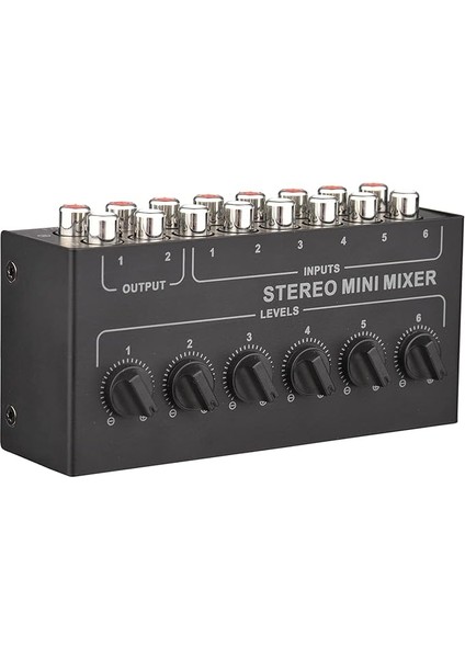 Mini Stereo 6 Kanallı Pasif Mikser Rca Taşınabilir Ses Mikseri 6 In 2 Out Stereo Dağıtıcı Ses Kontrolü Pil Gerekmez