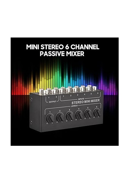 Mini Stereo 6 Kanallı Pasif Mikser Rca Taşınabilir Ses Mikseri 6 In 2 Out Stereo Dağıtıcı Ses Kontrolü Pil Gerekmez modelleri