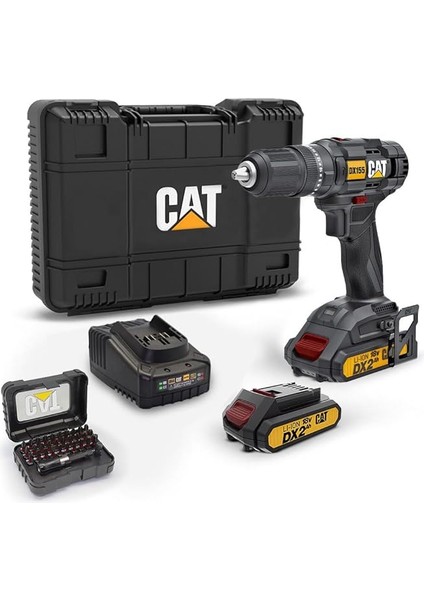 DX155.1SET 18 VOLT/2.0AH Li-Ion Çift Akülü Profesyonel Şarjlı Darbeli Matkap + DA01901 32 Parça Vidalama Uç Seti