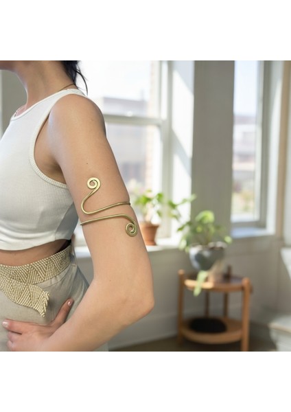 ARM CUFF | El Yapımı %100 Saf Pirinç Üst Kol Pazı Kelepçesi Bilekliği | Otantik Tasarım