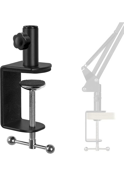 Heavy Duty Masa Kelepçesi, Metal Masa Montaj Kelepçesi, Mikrofon Standı Için, Mic Boom Arm C Montaj Kelepçesi, Ayarlanabilir Vidalı, 6 cm (2,4 Inç) Masa Kalınlığına Kadar Uygundur