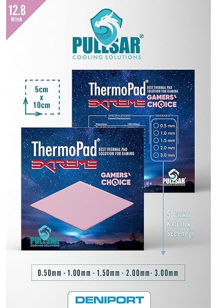 Thermopad Extreme/termal - Thermal Pad / 12.8 W/mk 100X50 (2.00 Mm) fiyatları