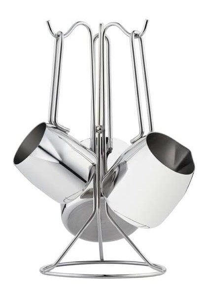 Modern 4 Parça Standlı Paslanmaz Çelik Cezve Seti