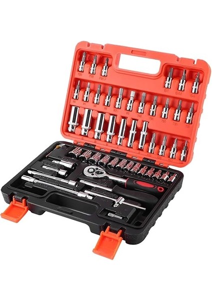 Cırcır Anahtarı 20CM Cırcır Anahtarı Soket Seti Için Uygun Oto Tamir Için Değiştirme, 53 Adet 1/4in Soket Seti Cırcır Tork Anahtarı Combo Cr ‑ V Oto Araba Tamir Alet Takımı fırsatları