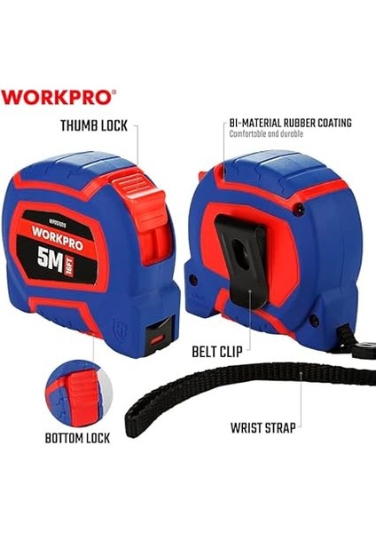 WP261009 5MX19MM/16FT. Naylon Kaplama Sarı Çelik Şerit Metre modelleri