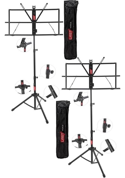 NT-106X 2'li Tel Nota Sehpası Seti, Makaslı (Taşıma Çantalı)