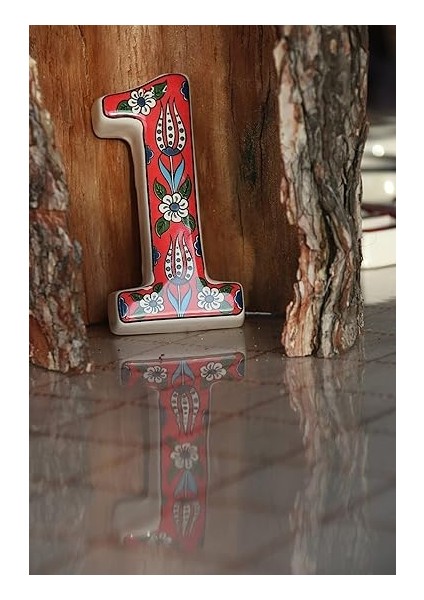 Kapı Numarası Seramik Lale Desenli Çeşitli Renklerde (1, Kırmızı) fiyatları