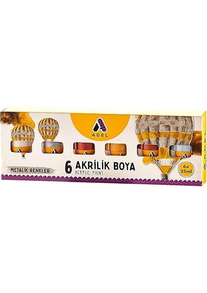 Akrilik Boya Seti, 6’lı, 25 Ml, Metalik Renkler, Yoğun Pigmentli, Su ile Inceltirilebilir, Çok Yüzeyli Kullanım fiyatları