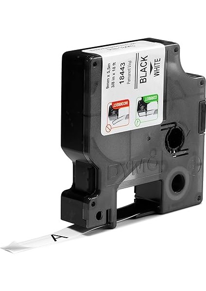 Rhinopro, Renkli Vinil Şerit (9 mm x 5.5 Mt), Beyaz/siyah - 18443 fiyatları