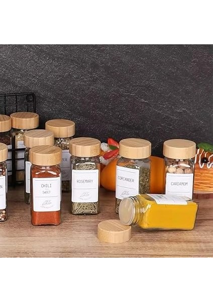 Home 12'li Bambu ve Akasya Kapaklı Cam Baharatlık Seti 120 ml - Doğal Ahşap Kapaklı, Şeffaf Cam, Sağlıklı ve Şık Baharat Kavanozları (Bambu Kapak) fiyatları