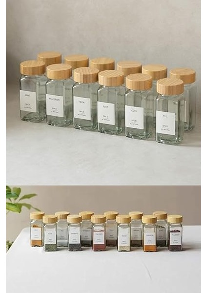 Home 12'li Bambu ve Akasya Kapaklı Cam Baharatlık Seti 120 ml - Doğal Ahşap Kapaklı, Şeffaf Cam, Sağlıklı ve Şık Baharat Kavanozları (Bambu Kapak) fırsatları