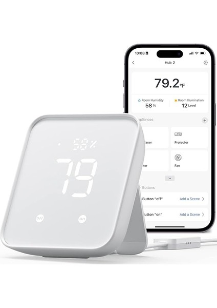 Hub2.0, Wifi Termometre Higrometre Olarak Çalışır, Ir Uzaktan Kumanda, Akıllı Uzaktan Kumanda ve Işık Sensörü, Switchbot Wi-Fi Bağlantısı (Destek 2.4ghz), Alexa ve Google Asistan ile Uyumlu
