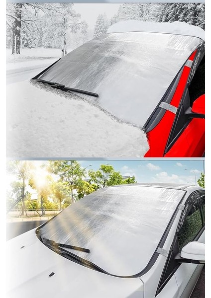 Oto Branda Araba Ön Cam Güneşlik Kar Buz Önleyici Araç Oto Güneş Koruyucu Araba Perdesi Brandası Çadırı Örtüsü