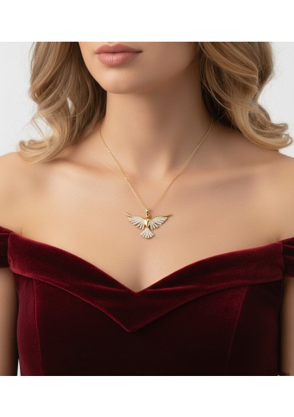 925 Ayar Gümüş Anka Kuşu Altın Kaplama Renk Kolye modelleri