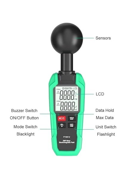 Emf Metre Dijital Elektromanyetik Alan Radyasyon Dedektörü 3 Problu 360° Ölçüm Için El Tipi Dijital Manyetik Alan Dedektörü Ev Için modelleri
