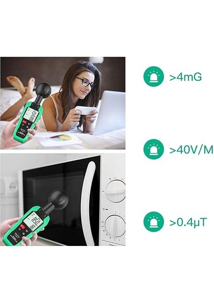 Emf Metre Dijital Elektromanyetik Alan Radyasyon Dedektörü 3 Problu 360° Ölçüm Için El Tipi Dijital Manyetik Alan Dedektörü Ev Için indirimleri