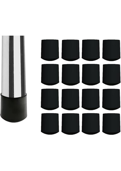 Sandalye Profil Ayak Pabucu,ayak Kılıfı 16 Adet Siyah (Çap 25MM Profil)