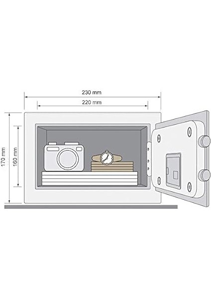 Dijital Mini Boy Kollu Kasa - YSV/170/DB1/W - Standart Güvenlik - 16MM Çapında 2 Adet Kilitleme Mili - 3,8 Litre Kapasite - 17 x 23 x 17 cm - Beyaz fiyatları