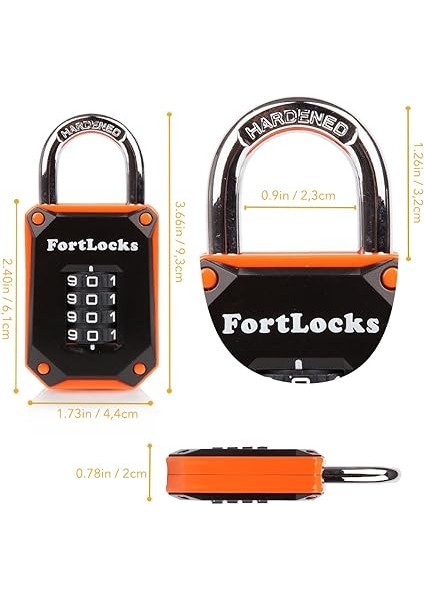 Paket Fortlocks Kilit, Fitness Stüdyosu Kilitli Bölmeler Için, 4 Haneli, Sağlam, Hava Koşullarına Dayanıklı, Sertleştirilmiş Paslanmaz Çelik, Dış Mekan Asma Kilit, Sıfırlanabilir Şifre, Turuncu fiyatları