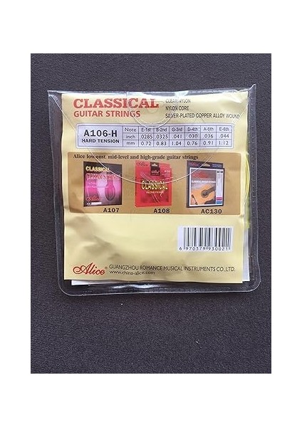A106 Klasik Konser Gitarı Telleri, Naylon, Sert Tension modelleri