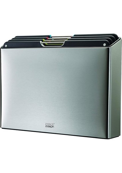 Joseph Folio 4 Parça Renk Kodlu Doğrama Tahtası Seti, Organize Mutfak Depolama Için Ince Kılıf, Büyük, Paslanmaz Çelik