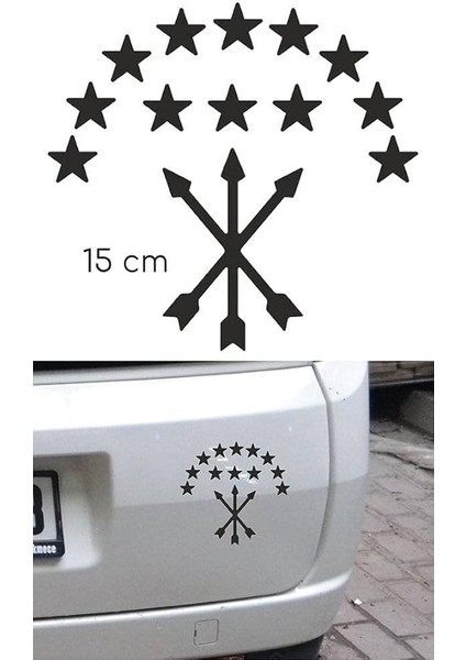Adige Bayrak Araba Sticker Siyah 15 cm 2 Adet