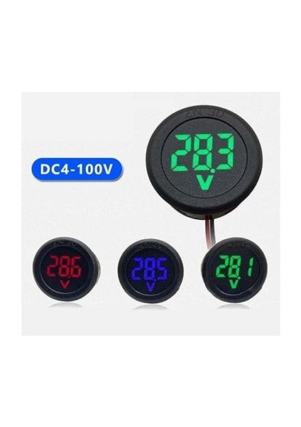 Yuvarlak Voltmetre Dc 4-100V Karavan Motosiklet Için Uygun modelleri
