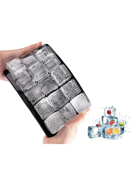 Home 2 Adet Kare Buz Kalıbı, 15 Bölmeli Çok Amaçlı Buz Küpü Kalıbı, Kolay Serbest Bırakma Özelliği, Kahve ve Ev Yapımı Içecekler Için Ideal Dondurucu Kalıpları (2 Adet)