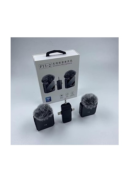 F11-2 Profesyonel Çift Kablosuz Yaka Mikrofonu, Tüylü Rüzgar Korumalı, Kablosuz Yaka Mikrofonu Wireless Lavalier Microphone iphone Android Type C Lightning Tiktok Youtube Ses Kayıt Mikrofonu indirimleri