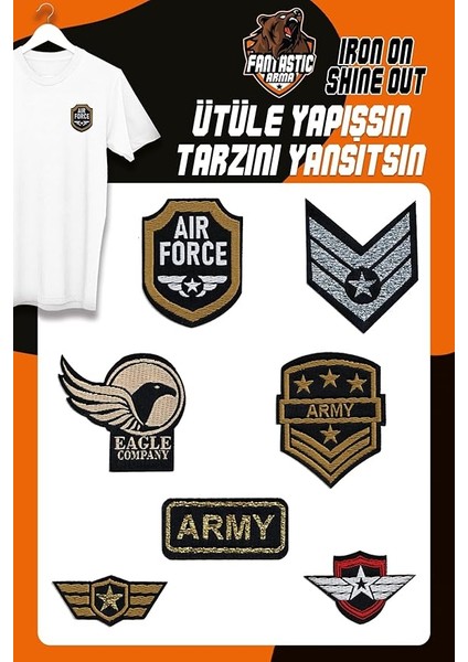 ile Yapışan Dokuma Arma Seti Patch Yama Asker/army, Air Force Modeli