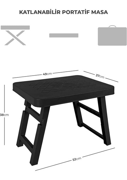 Katlanır Kamp Masası | Portatif ve Taşınabilir Piknik, Balkon, Bahçe, Plaj ve Mangal Masası – Katlanabilir Pratik Sehpa (Siyah, Küçük) modelleri
