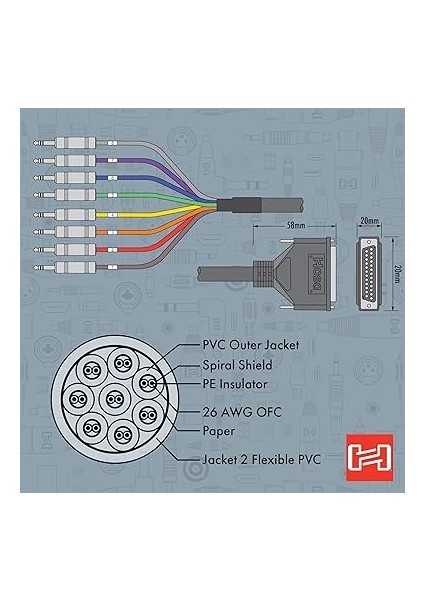 8'li DB25-TRS Snake Kablo 2 M (DTP-802) modelleri