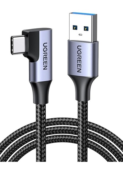 Type-C USB 3.0 90 Derece Açılı Örgülü Data ve Şarj Kablosu 1 Metre