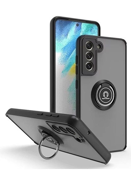 Samsung Galaxy A35 ile Uyumlu Kılıf Thunder Hux Yüzüklü Kapak Şık ve Dekoratif Model Stand Olabilen 360° Dönebilen Yüzük Aparatı ve Kamera Korumalı Yükseltilmiş Thunder Hux Kapak